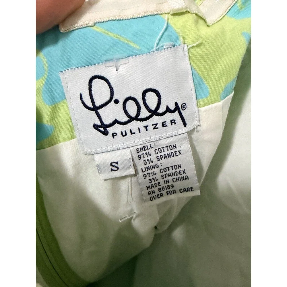 Lilly Pulitzer Conched Out Sea Shell Strapless Green Blue Dress Lined Small S